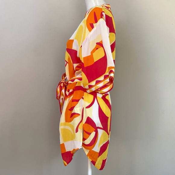 REBECCA VALLANCE Sorrento Short Waist-Tie Coverup Kimono Dress Size XS - Picture 11 of 13